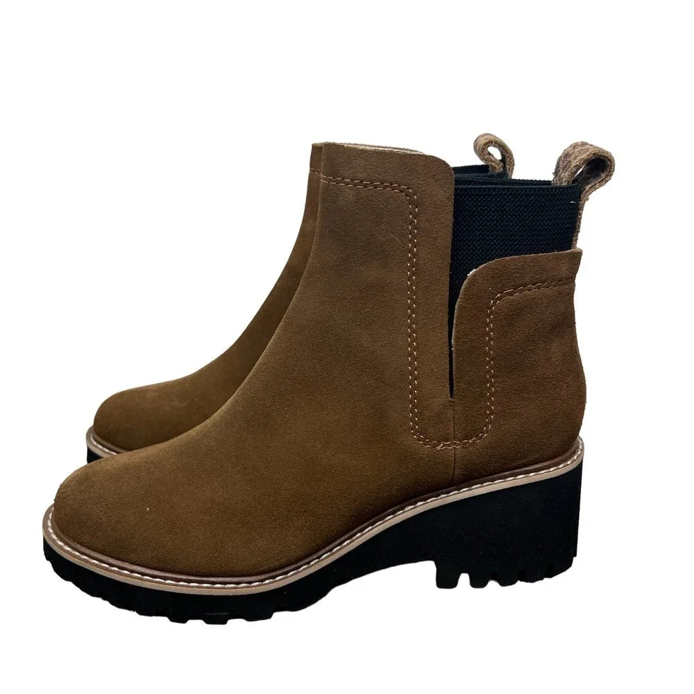 Dolce Vita Huey H2O Slip On Lug Bootie in Brown Suede Womens Size 6